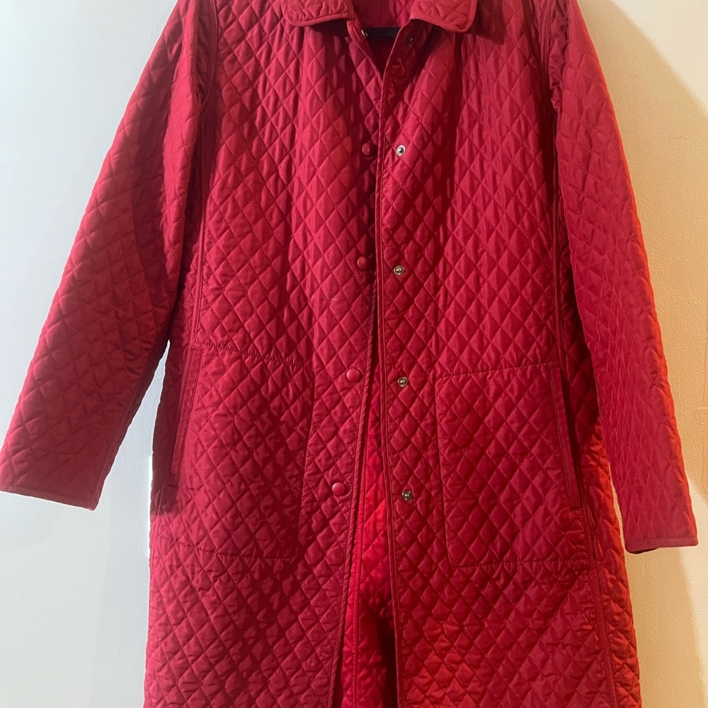 Hilary Radley Red Quilted Puffer Coat
